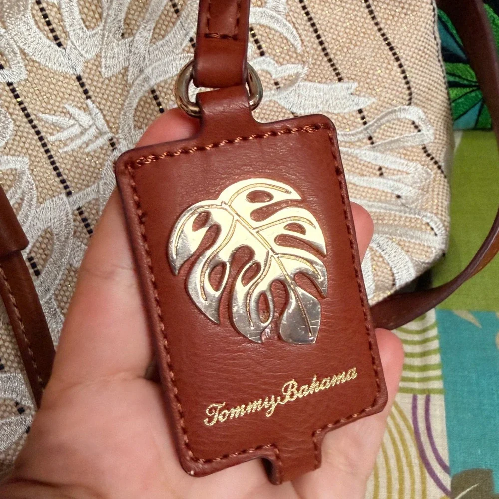 Tommy Bahama Striped Canvas Waikiki Drawstring Backpack Resort Aloha‎ Tag